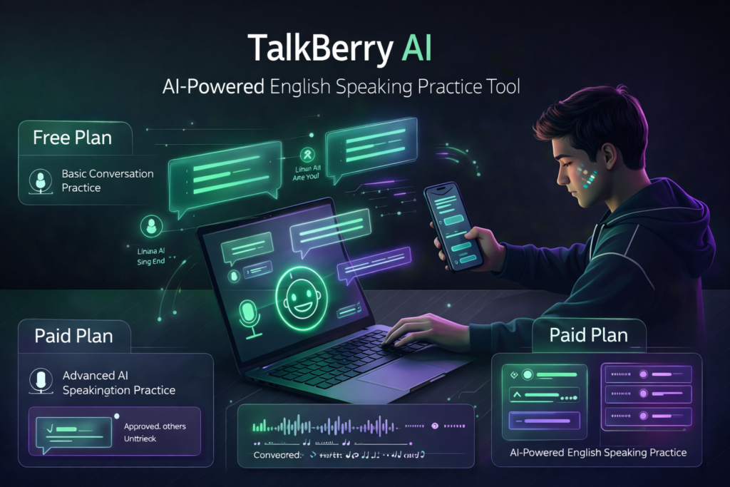 TalkBerry firefly gpt image create a professional horizontal blog banner for talkberry ai, an ai powered english 691833